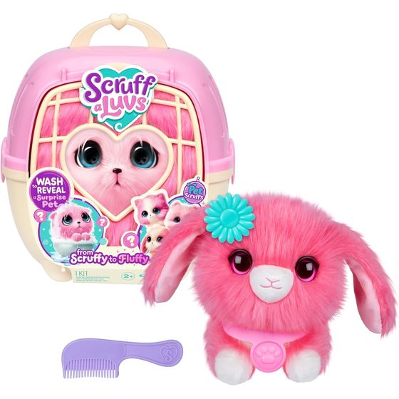 ScruffaLuvs Pink Surprise Pet plush with carrier