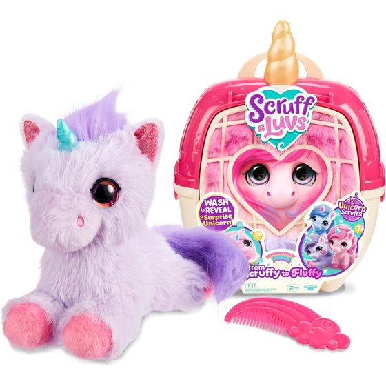 ScruffaLuvs Unicorn Scruffs, Lilac Mane plush with carrier