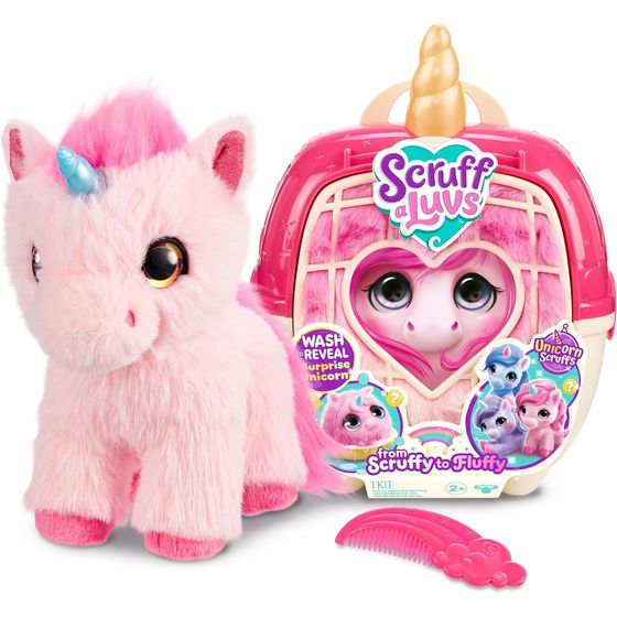ScruffaLuvs Unicorn Scruffs, Pink Mane plush with carrier